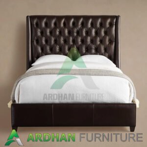 Bedframe Minimalis Kulit Italian Leather Dark Brown AF-18